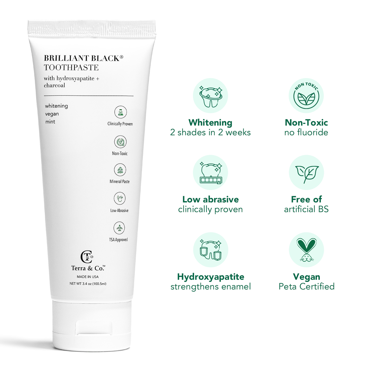 Brilliant Black® Whitening Toothpaste with Hydroxyapatite & Charcoal