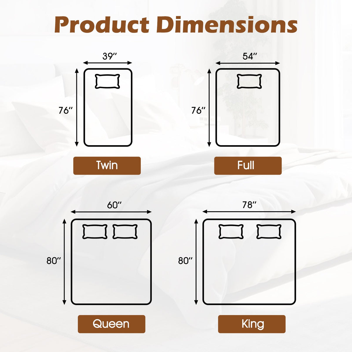 Electric Heated Mattress Pad with Dual Controllers & Auto-Off
