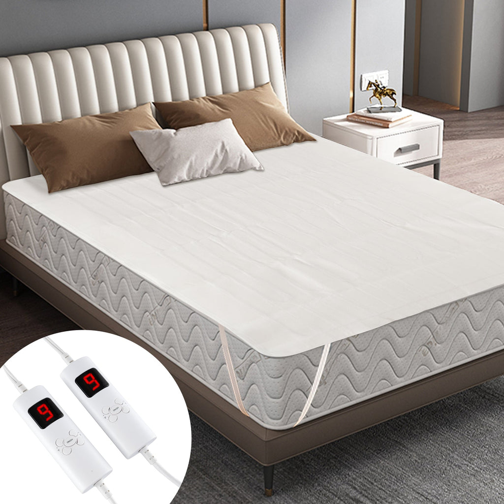 Electric Heated Mattress Pad with Dual Controllers & Auto-Off