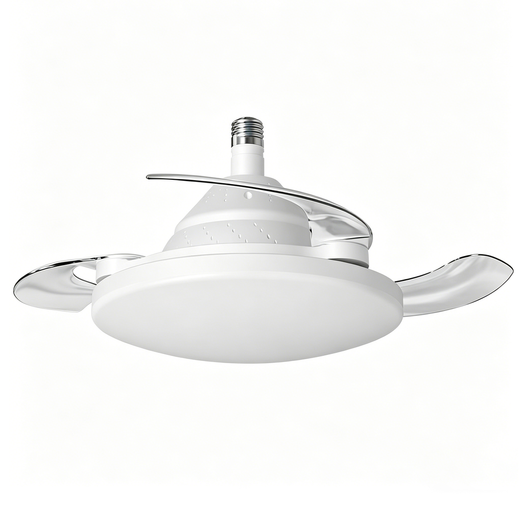 Bulb-Type Small Size Ceiling Fan With Retractable Blades